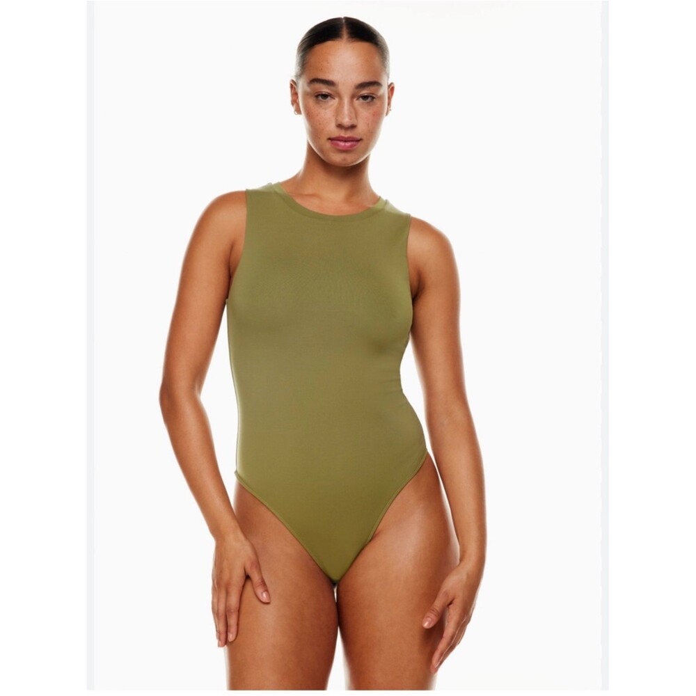 Aritzia Babaton Contour Bodysuit Size L Olive Green Sleeveless